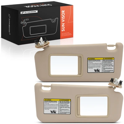 2 Pcs Front Beige Sun Visor with Mirror