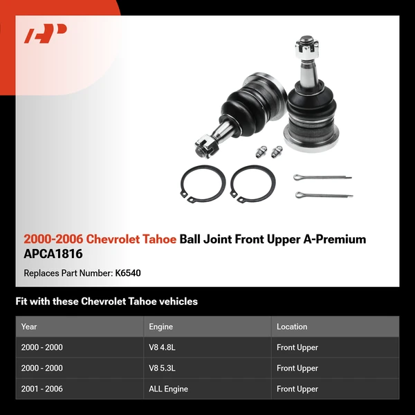 2000-2006 Chevrolet Tahoe Ball Joint Front Upper A-Premium APCA1816