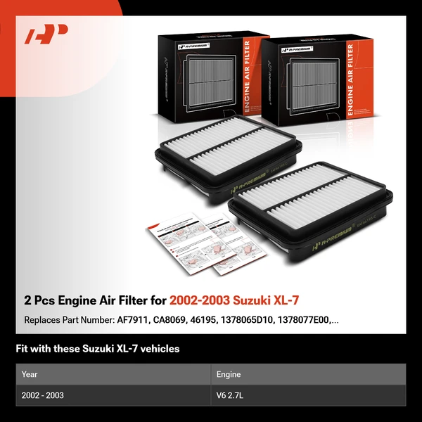 2 Pcs Engine Air Filter for 2002-2003 Suzuki XL-7