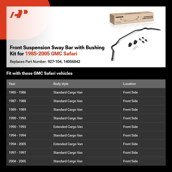 Front Suspension Sway Bar with Bushing Kit for 1985-2005 GMC Safari