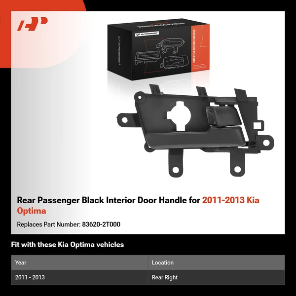 Rear Passenger Black Interior Door Handle for 2011-2013 Kia Optima