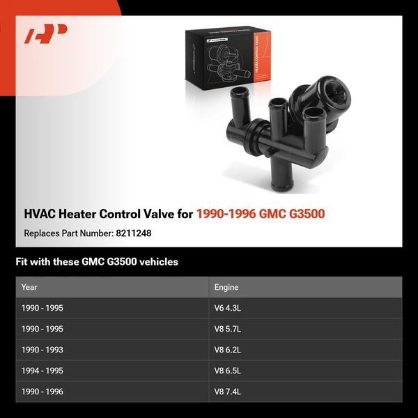 HVAC Heater Control Valve for 1990-1996 GMC G3500