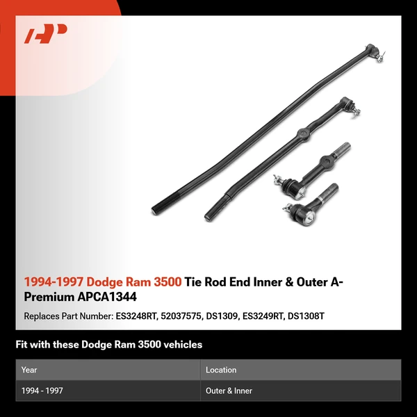 1994-1997 Dodge Ram 3500 Tie Rod End Inner & Outer A-Premium APCA1344
