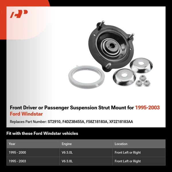 Front Driver or Passenger Suspension Strut Mount for 1995-2003 Ford Windstar