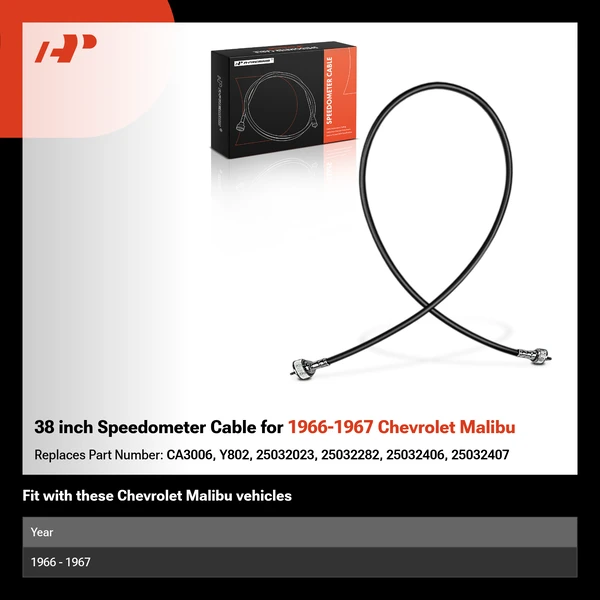 38 inch Speedometer Cable for 1966-1967 Chevrolet Malibu
