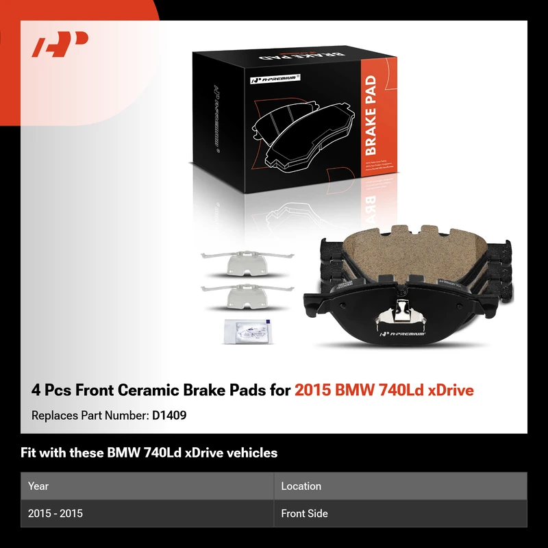 4 Pcs Front Ceramic Brake Pads for 2015 BMW 740Ld xDrive