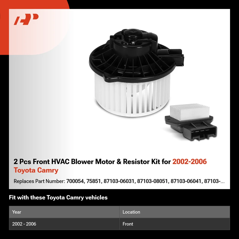 2 Pcs Front HVAC Blower Motor & Resistor Kit for 2002-2006 Toyota Camry