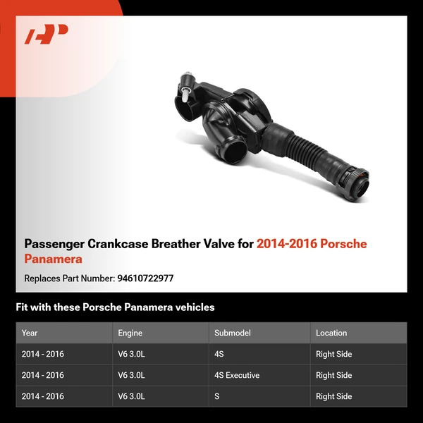 Passenger Crankcase Breather Valve for 2014-2016 Porsche Panamera