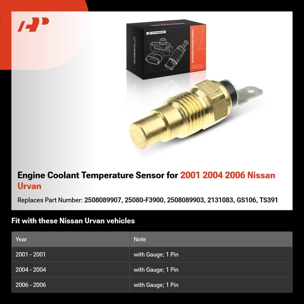 Engine Coolant Temperature Sensor for 2001 2004 2006 Nissan Urvan