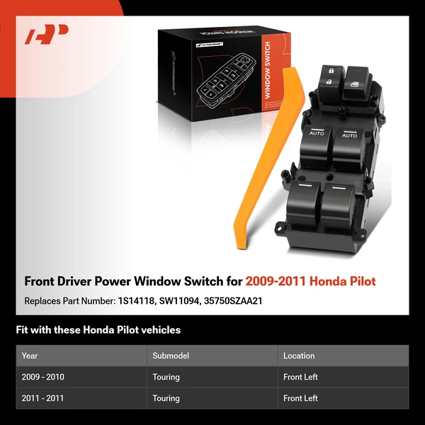 Front Driver Power Window Switch for 2009-2011 Honda Pilot