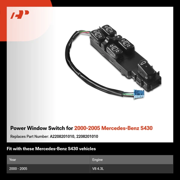 Power Window Switch for 2000-2005 Mercedes-Benz S430