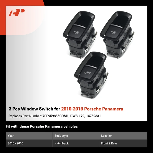 3 Pcs Window Switch for 2010-2016 Porsche Panamera