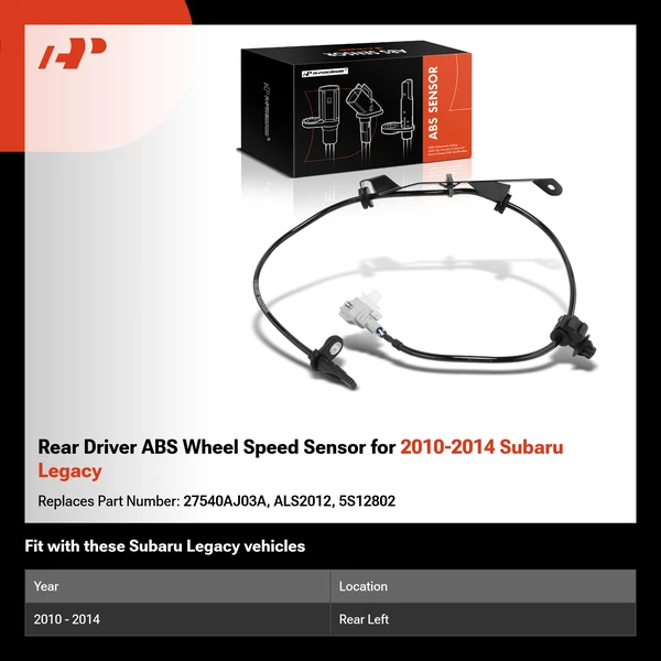 Rear Driver ABS Wheel Speed Sensor for 2010-2014 Subaru Legacy