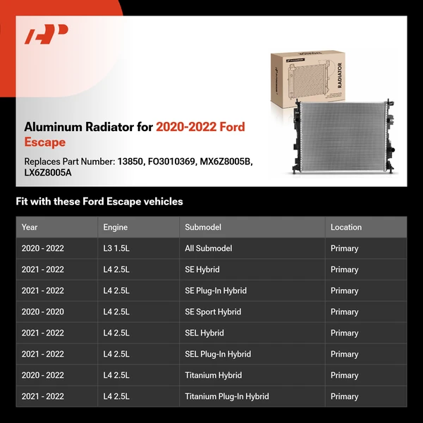 Aluminum Radiator for 2020-2022 Ford Escape