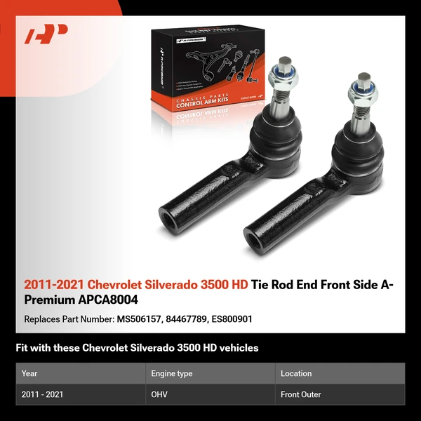 2011-2021 Chevrolet Silverado 3500 HD Tie Rod End Front Side A-Premium APCA8004