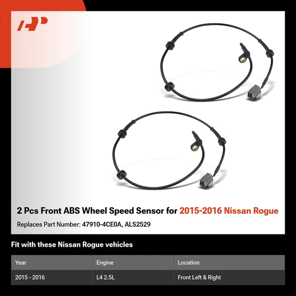 2 Pcs Front ABS Wheel Speed Sensor for 2015-2016 Nissan Rogue