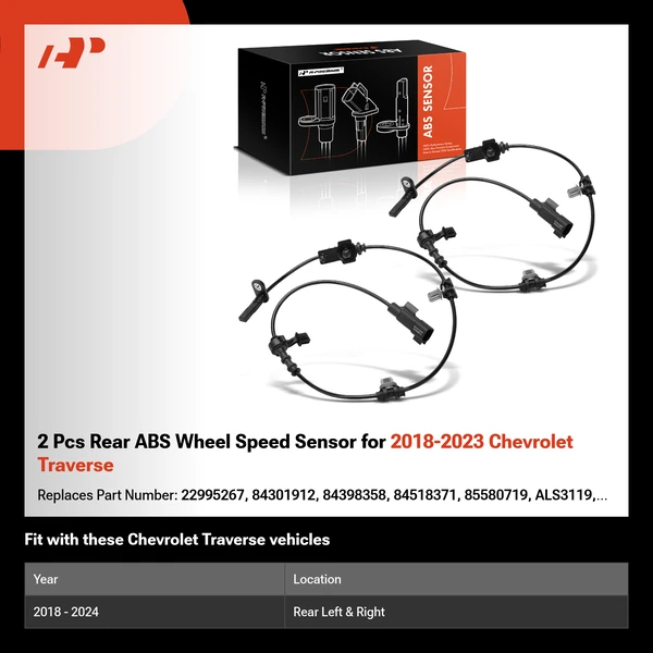 2 Pcs Rear ABS Wheel Speed Sensor for 2018-2023 Chevrolet Traverse