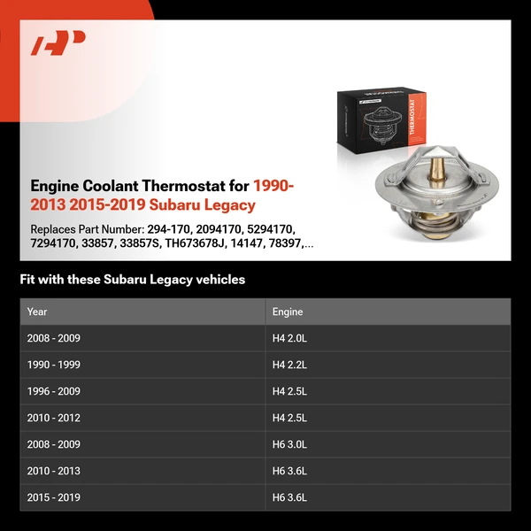 Engine Coolant Thermostat for 1990-2013 2015-2019 Subaru Legacy