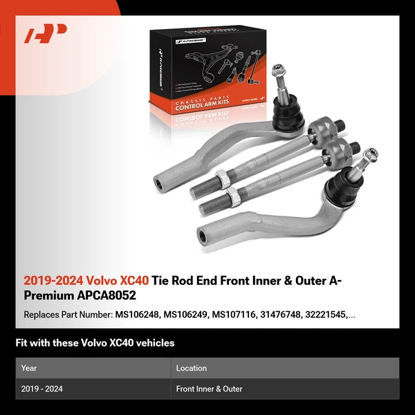2019-2024 Volvo XC40 Tie Rod End Front Inner & Outer A-Premium APCA8052