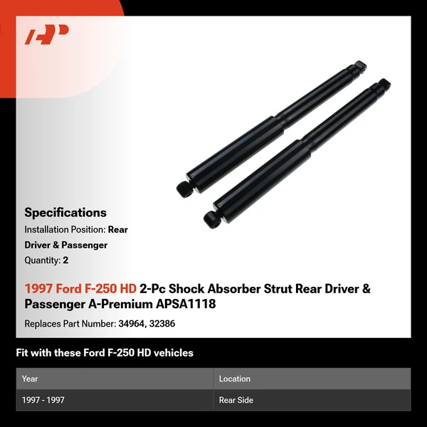 1997 Ford F-250 HD 2-Pc Shock Absorber Strut Rear Driver & Passenger A-Premium APSA1118