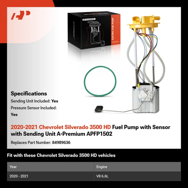 2020-2021 Chevrolet Silverado 3500 HD Fuel Pump with Sensor with Sending Unit A-Premium APFP1502