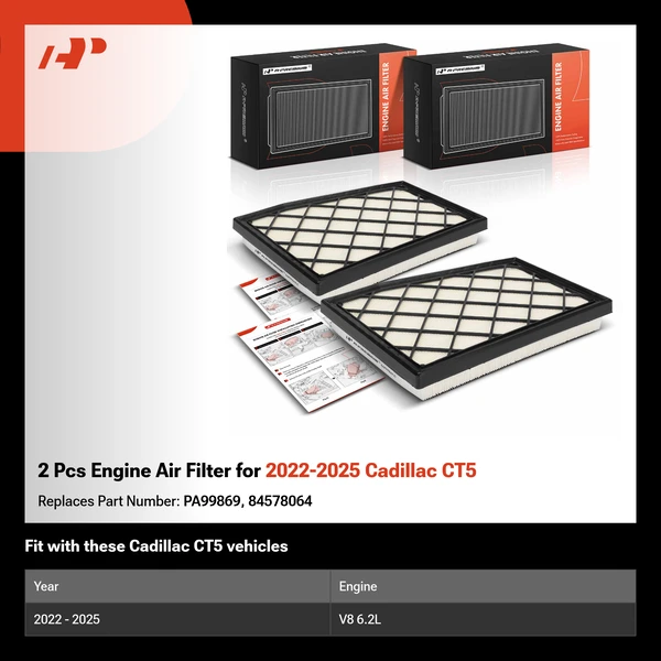 2 Pcs Engine Air Filter for 2022-2025 Cadillac CT5
