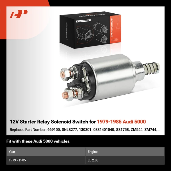 12V Starter Relay Solenoid Switch for 1979-1985 Audi 5000