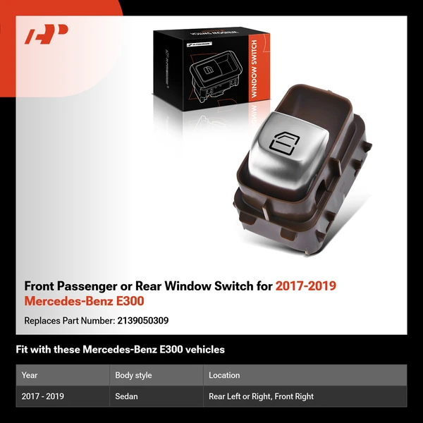 Front Passenger or Rear Window Switch for 2017-2019 Mercedes-Benz E300