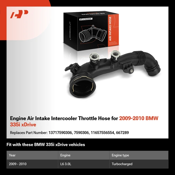 Engine Air Intake Intercooler Throttle Hose for 2009-2010 BMW 335i xDrive