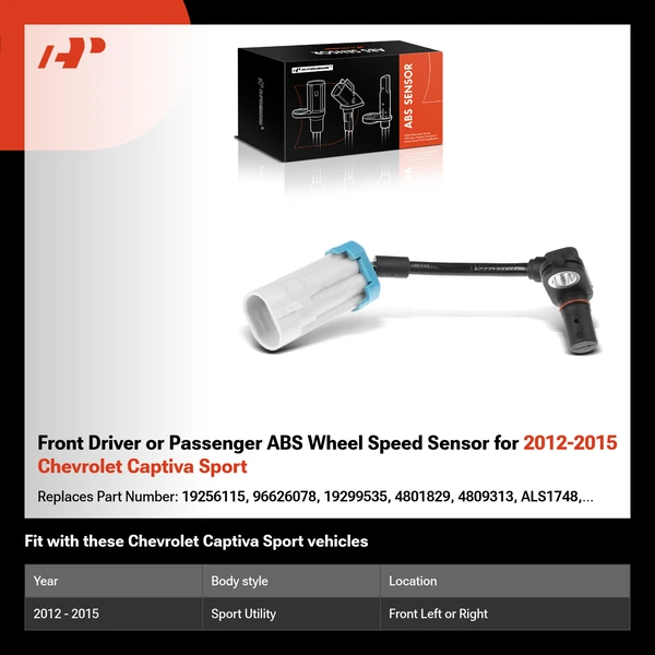 Front Driver or Passenger ABS Wheel Speed Sensor for 2012-2015 Chevrolet Captiva Sport