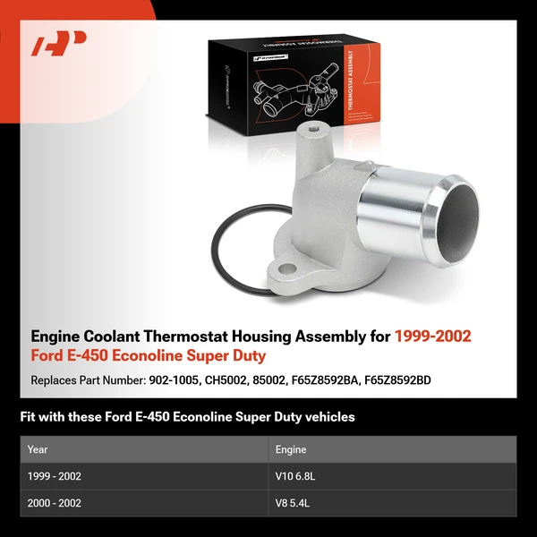 Engine Coolant Thermostat Housing Assembly for 1999-2002 Ford E-450 Econoline Super Duty