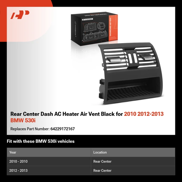 Rear Center Dash AC Heater Air Vent Black for 2010 2012-2013 BMW 530i