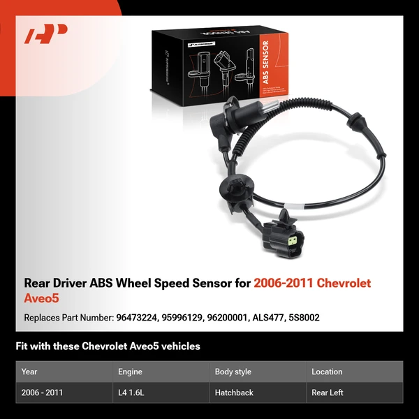 Rear Driver ABS Wheel Speed Sensor for 2006-2011 Chevrolet Aveo5