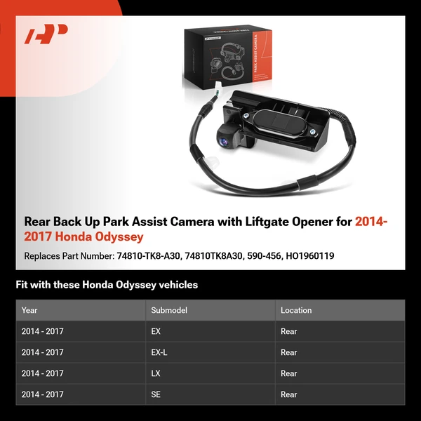 Rear Back Up Park Assist Camera with Liftgate Opener for 2014-2017 Honda Odyssey