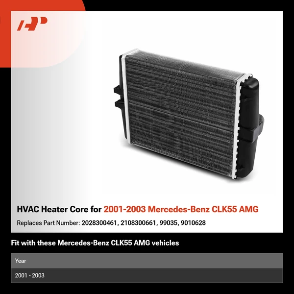 HVAC Heater Core for 2001-2003 Mercedes-Benz CLK55 AMG