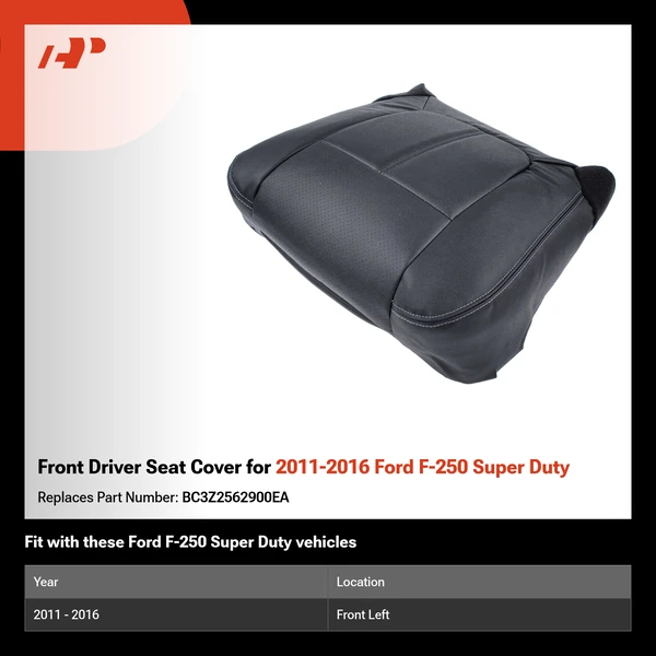 Front Driver Seat Cover for 2011-2016 Ford F-250 Super Duty