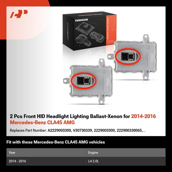 2 Pcs Front HID Headlight Lighting Ballast-Xenon for 2014-2016 Mercedes-Benz CLA45 AMG