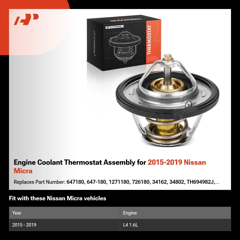 Engine Coolant Thermostat Assembly for 2015-2019 Nissan Micra