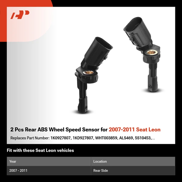2 Pcs Rear ABS Wheel Speed Sensor for 2007-2011 Seat Leon