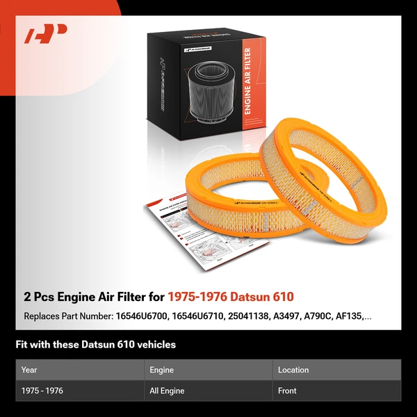 2 Pcs Engine Air Filter for 1975-1976 Datsun 610