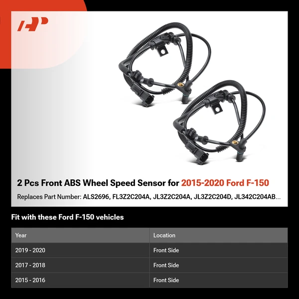 2 Pcs Front ABS Wheel Speed Sensor for 2015-2020 Ford F-150