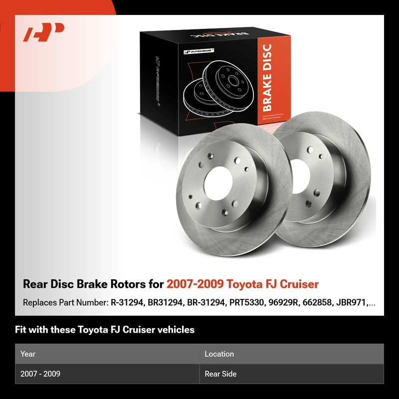 Rear Disc Brake Rotors for 2007-2009 Toyota FJ Cruiser