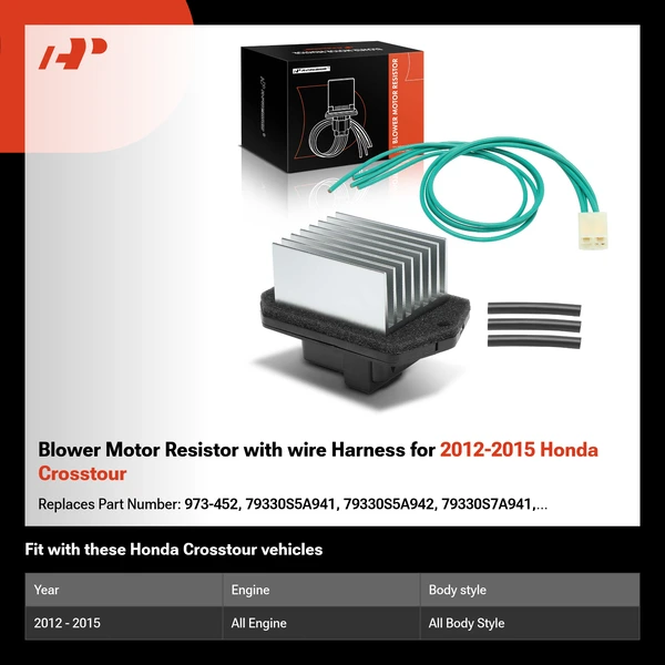 Blower Motor Resistor with wire Harness for 2012-2015 Honda Crosstour