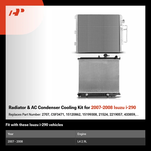 Radiator & AC Condenser Cooling Kit for 2007-2008 Isuzu i-290