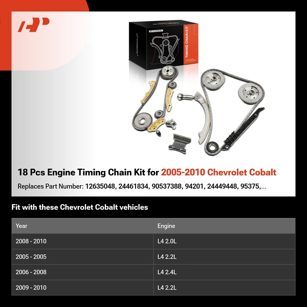 18 Pcs Engine Timing Chain Kit for 2005-2010 Chevrolet Cobalt