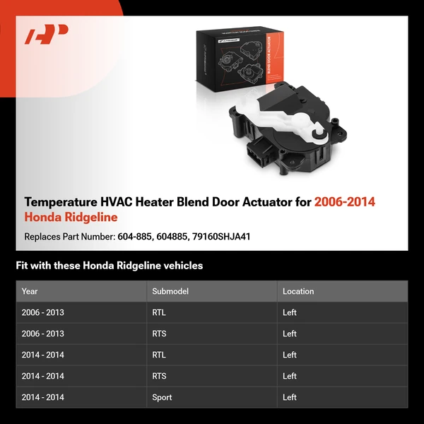 Temperature HVAC Heater Blend Door Actuator for 2006-2014 Honda Ridgeline