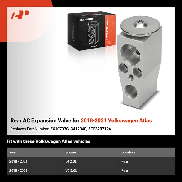 Rear AC Expansion Valve for 2018-2021 Volkswagen Atlas