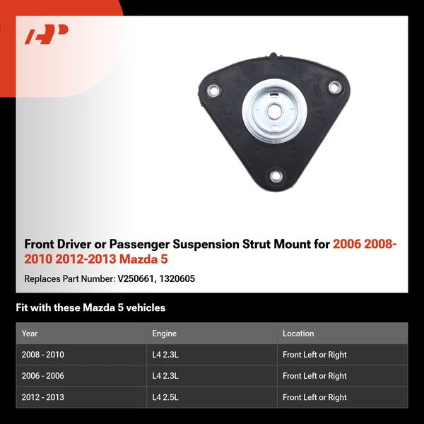 Front Driver or Passenger Suspension Strut Mount for 2006 2008-2010 2012-2013 Mazda 5
