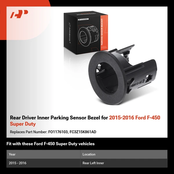 Rear Driver Inner Parking Sensor Bezel for 2015-2016 Ford F-450 Super Duty