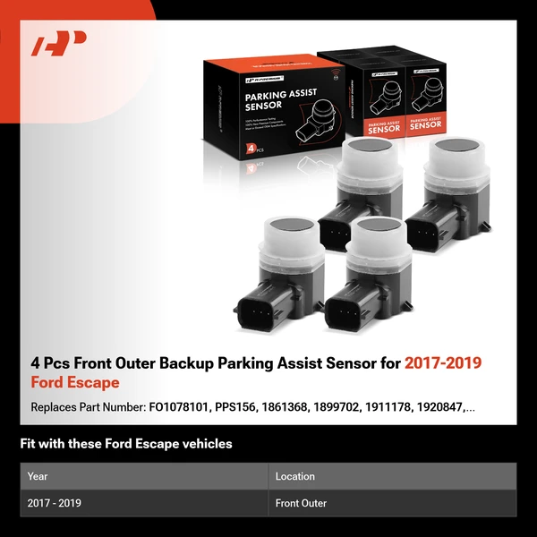 4 Pcs Front Outer Backup Parking Assist Sensor for 2017-2019 Ford Escape